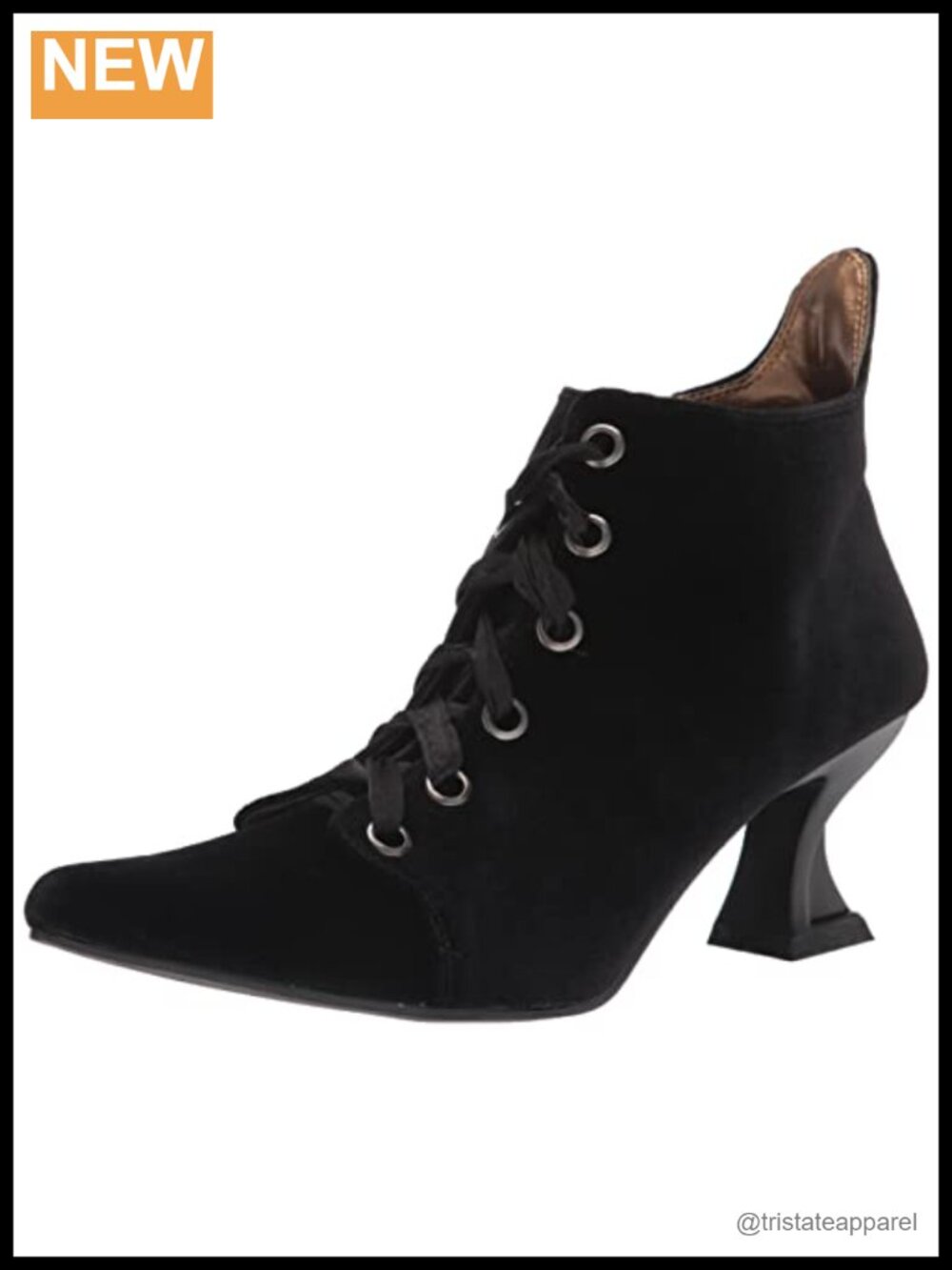 3 Inch Block Heel Velvet Bootie Pump Faux Leather Lace Up Women's Party Shoe